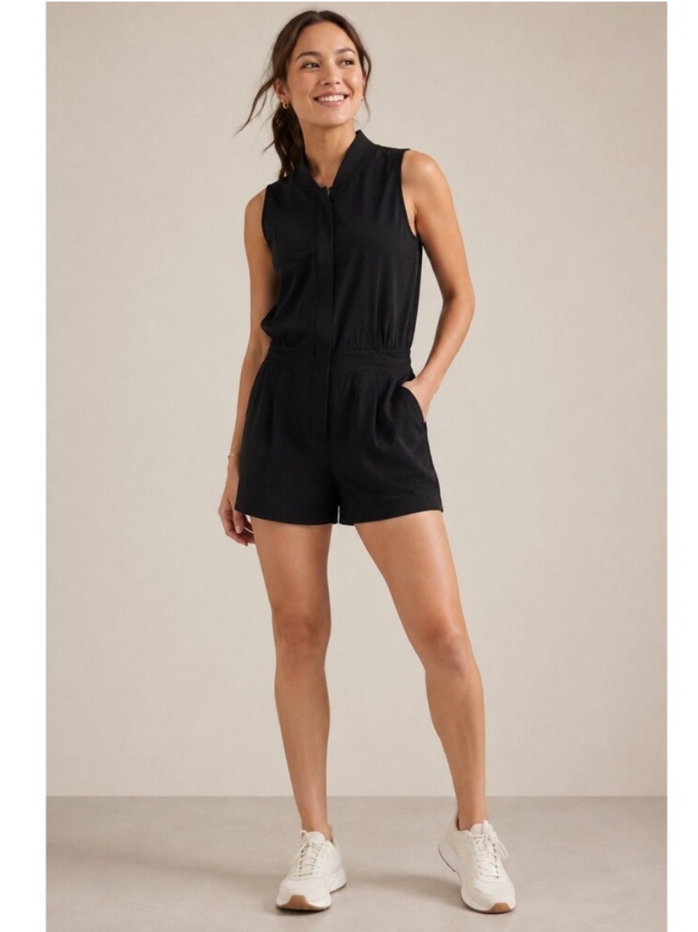 NWT Athleta Brooklyn Utility Romper Women’s Black Sleeveless TALL